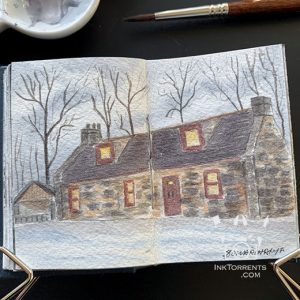 Stone cottage watercolour painting @ InkTorrents.com by Soma
