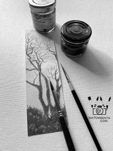 Finished walnut tree bookmark painting with homemade walnut ink.