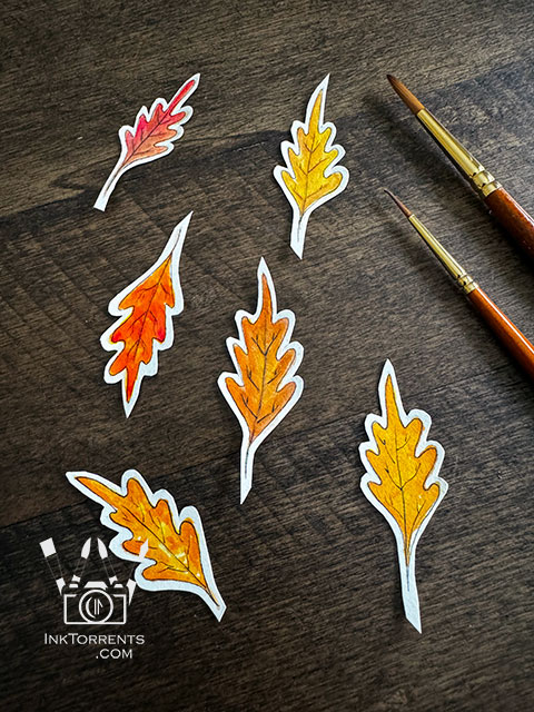 Autumn Leaves easy monochromatic painting for journals by Soma Acharya Ink Torrents Graphics @ inktorrents.com